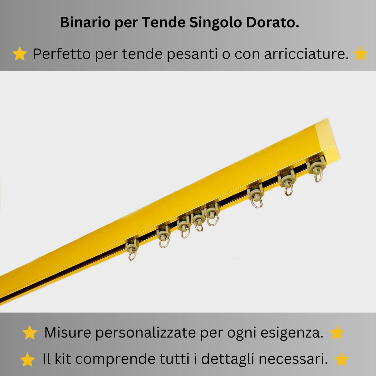 Binario per Tende, Singolo, color Dorato, a Soffitto – Misure Personalizzate, Design Moderno e Funzionale acquistare Binario per Tende, Singolo, color Dorato, a Soffitto – Misure Personalizzate, Design Moderno e Funzionale — Foto