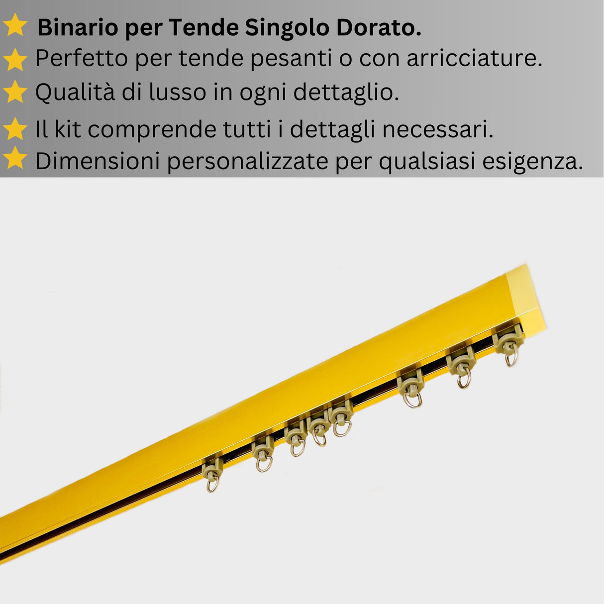 Binario per Tende, Singolo, color Dorato, a Soffitto – Misure Personalizzate, Design Moderno e Funzionale acquistare Binario per Tende, Singolo, color Dorato, a Soffitto – Misure Personalizzate, Design Moderno e Funzionale — Foto