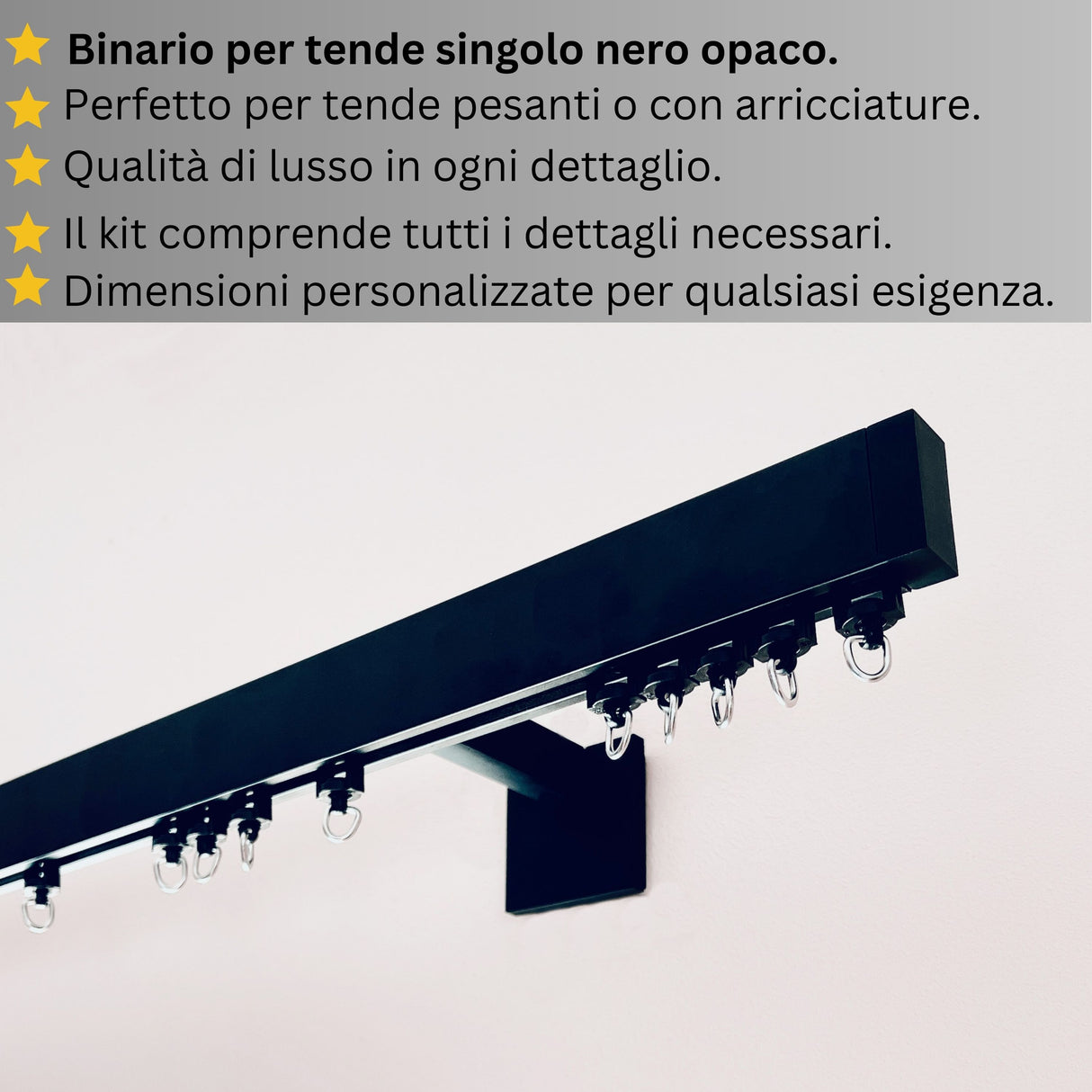 Binario per Tende, Singolo, color Nero Opaco, a Parete – Misure Personalizzate, Design Moderno e Versatile acquistare Binario per Tende, Singolo, color Nero Opaco, a Parete – Misure Personalizzate, Design Moderno e Versatile — Foto