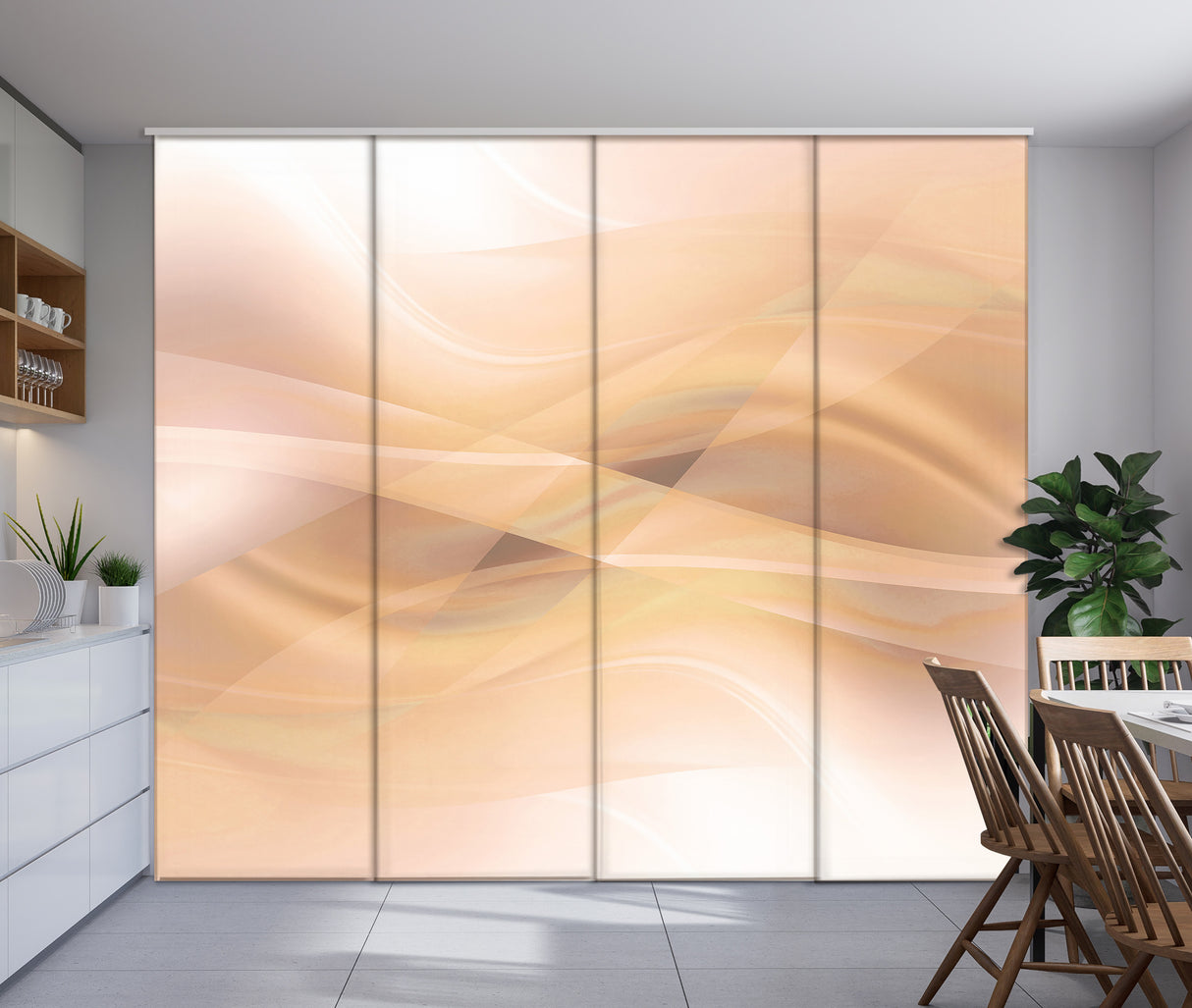 Set di 4 Tende a Pannello Onde Astratte Marroni acquistare Set di 4 Tende a Pannello Onde Astratte Marroni — Foto