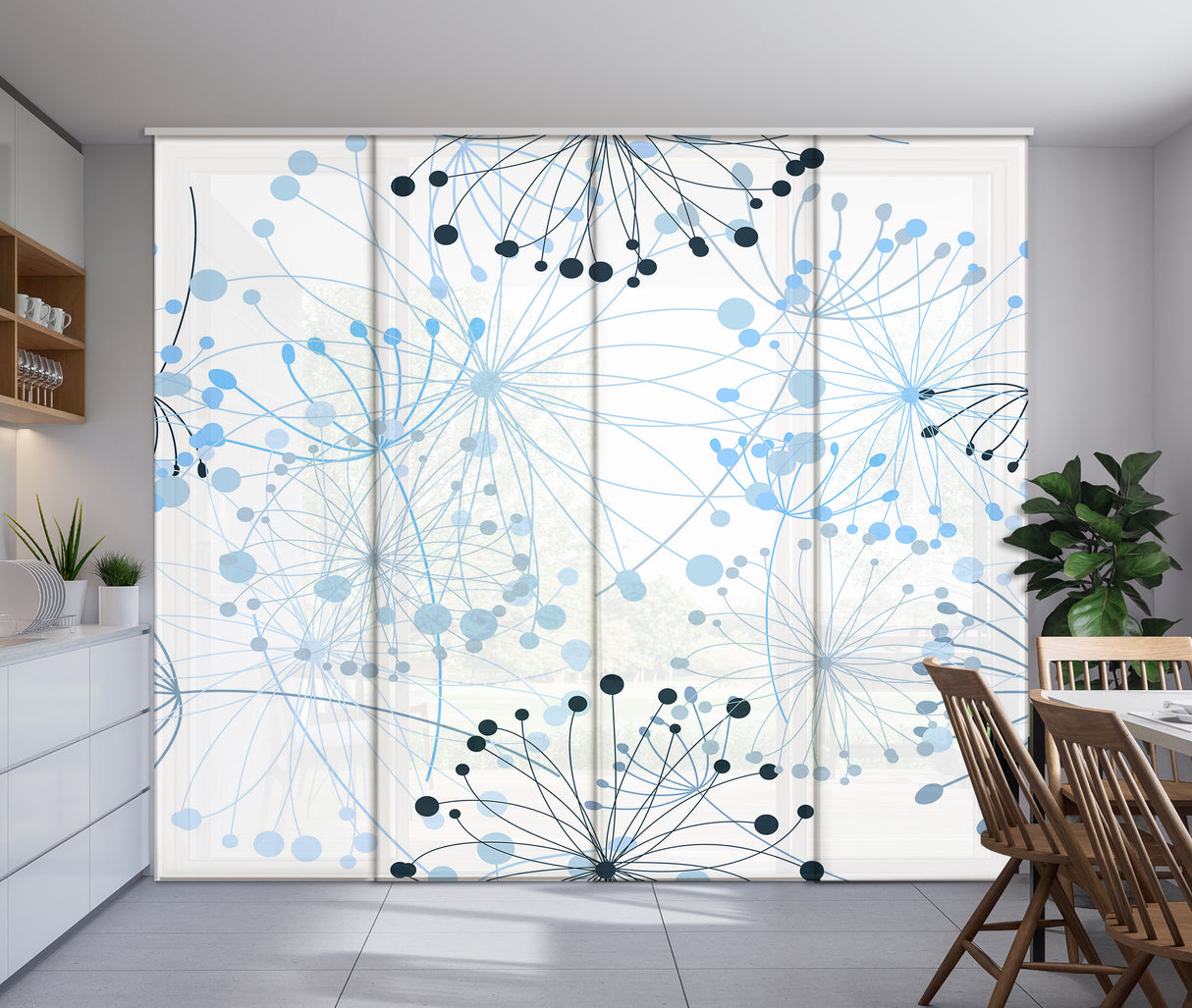 Set di 4 Tende a Pannello Tenerezza Floreale Blu acquistare Set di 4 Tende a Pannello Tenerezza Floreale Blu — Foto