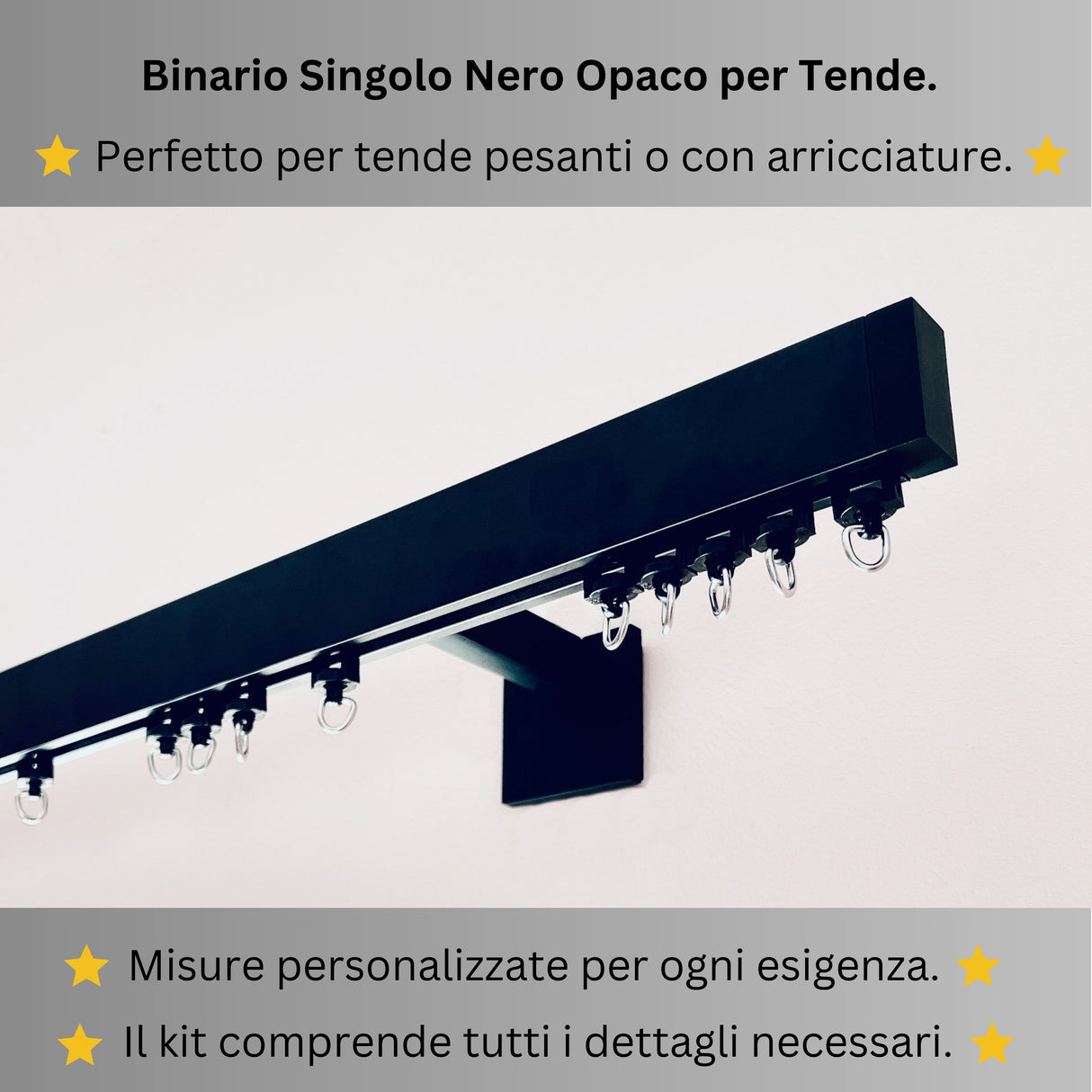 Binario per Tende, Singolo, color Nero Opaco, a Parete – Misure Personalizzate, Design Moderno e Versatile acquistare Binario per Tende, Singolo, color Nero Opaco, a Parete – Misure Personalizzate, Design Moderno e Versatile — Foto