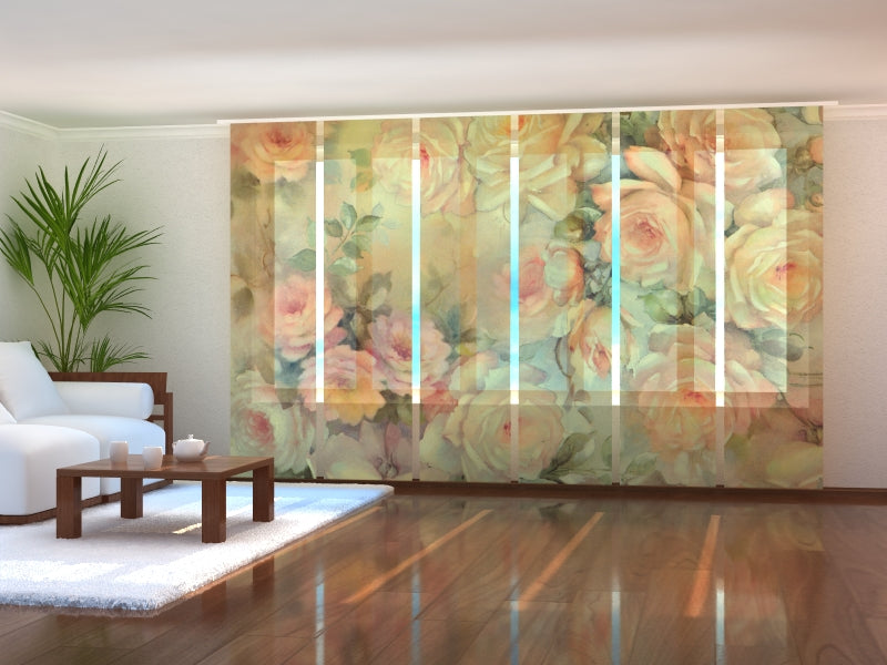 Set di 6 Tende a Pannello Rose Delicate su Tela acquistare Set di 6 Tende a Pannello Rose Delicate su Tela — Foto