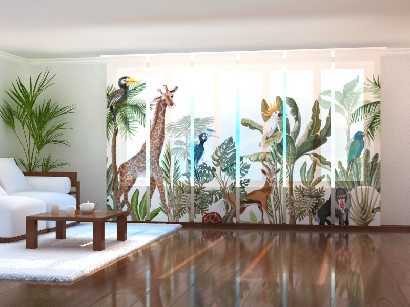 Set di 6 Tende a Pannello Alberi Tropicali e Animali della Giungla acquistare Set di 6 Tende a Pannello Alberi Tropicali e Animali della Giungla — Foto