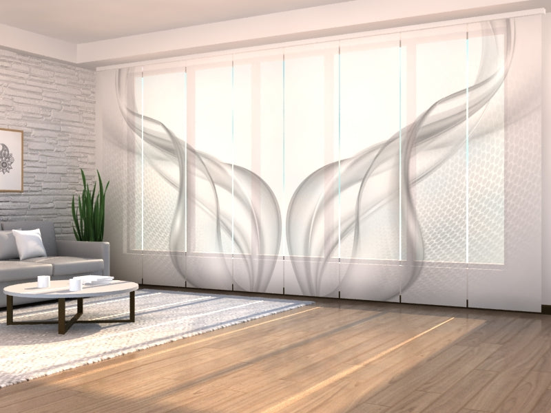 Set di 8 Tende a Pannello Astrazione Grigia Chiara 2 acquistare Set di 8 Tende a Pannello Astrazione Grigia Chiara 2 — Foto