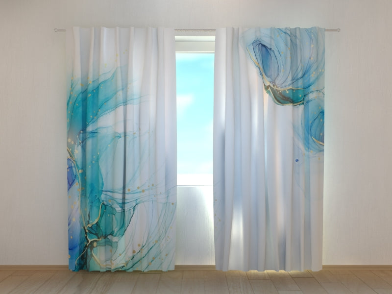 Foto Tende Acquerello Verde-Turchese con Linee Dorate acquistare Foto Tende Acquerello Verde-Turchese con Linee Dorate — Foto