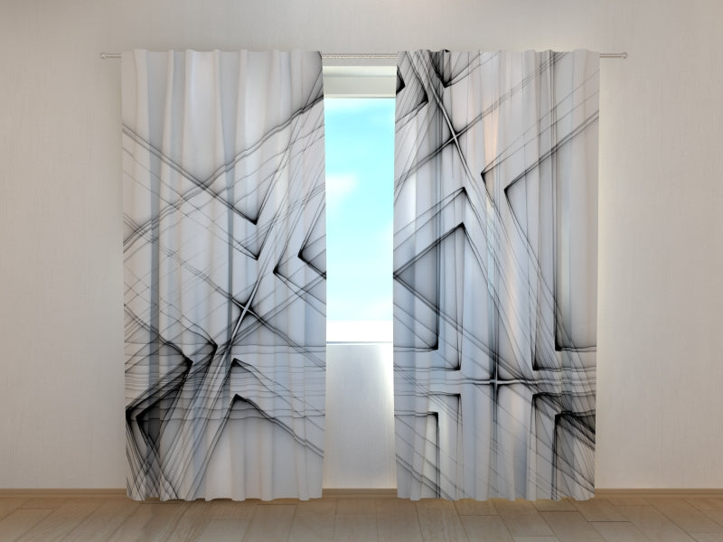Foto Tende Linee Astratte in Bianco e Nero acquistare Foto Tende Linee Astratte in Bianco e Nero — Foto