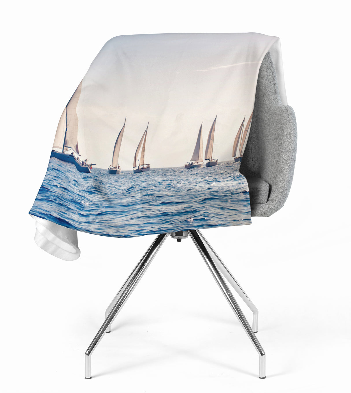 Coperta in Flanella Mare e Barche a Vela acquistare Coperta in Flanella Mare e Barche a Vela — Foto