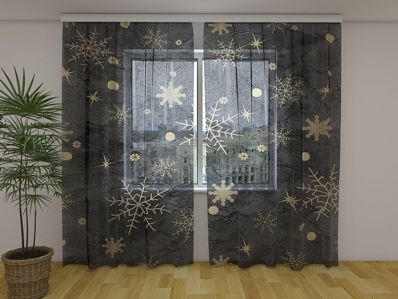 Foto Tende Fiocchi di Neve Dorati acquistare Foto Tende Fiocchi di Neve Dorati — Foto