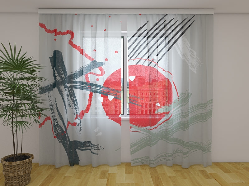 Foto Tende Sole Rosso Astratto Cinese acquistare Foto Tende Sole Rosso Astratto Cinese — Foto