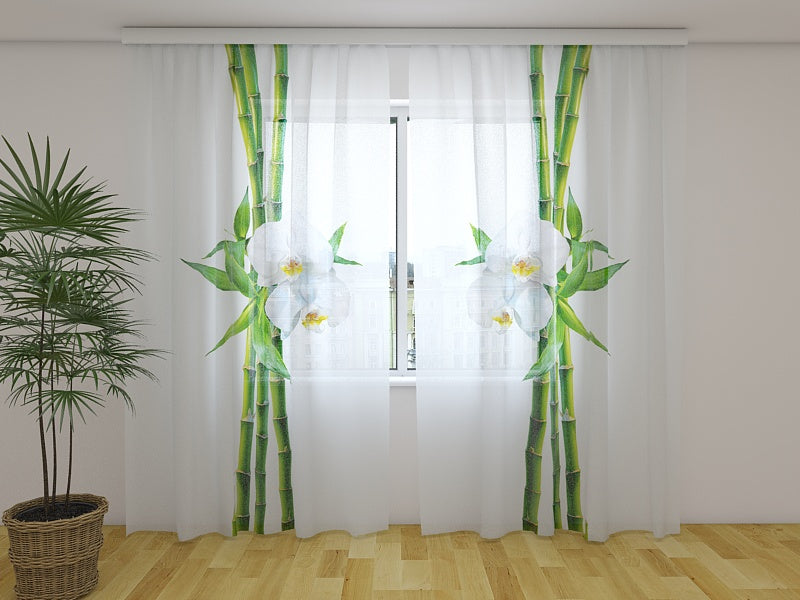 Foto Tende Bambù e Orchidea Bianca acquistare Foto Tende Bambù e Orchidea Bianca — Foto