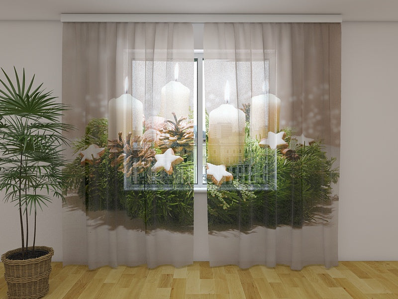 Foto Tende Ghirlanda dell'Avvento Decorata acquistare Foto Tende Ghirlanda dell'Avvento Decorata — Foto