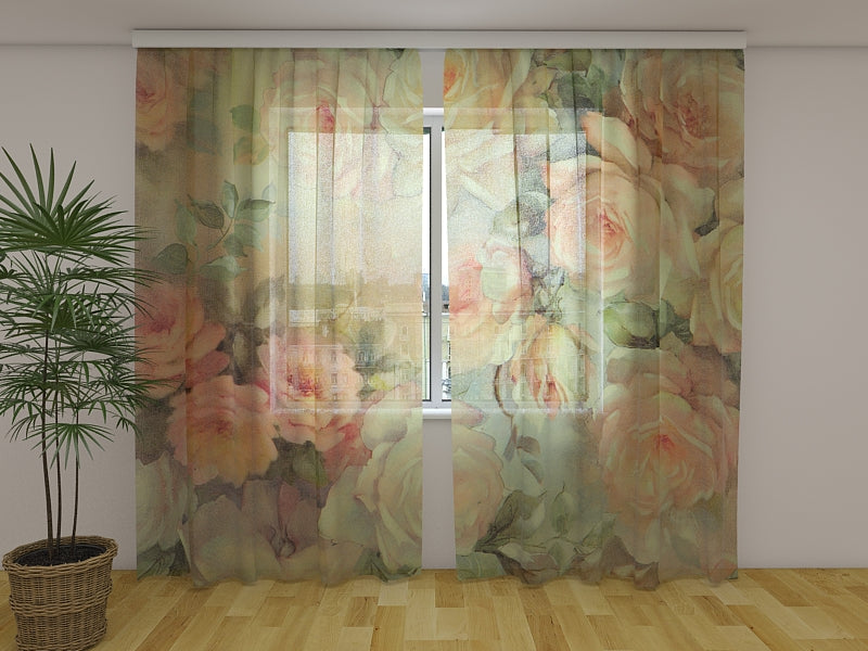 Foto Tende Rose Delicate su Tela acquistare Foto Tende Rose Delicate su Tela — Foto