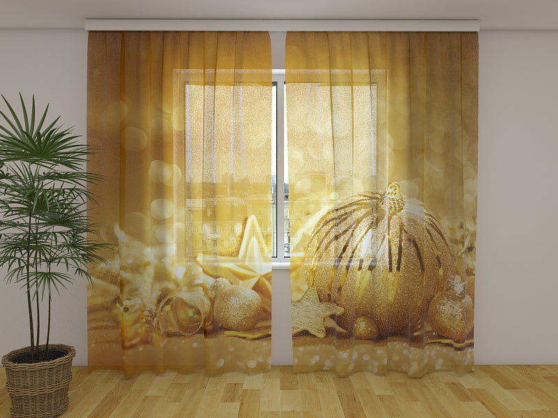 Foto Tende Giocattoli di Natale Dorati acquistare Foto Tende Giocattoli di Natale Dorati — Foto