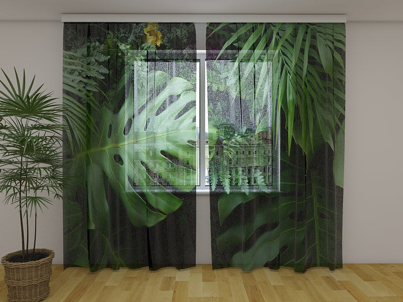 Foto Tende Foglie Tropicali Verdi acquistare Foto Tende Foglie Tropicali Verdi — Foto