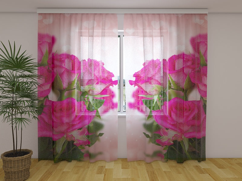 Foto Tende Rose Rosa e Cuori acquistare Foto Tende Rose Rosa e Cuori — Foto