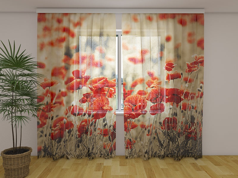 Foto Tende Campo di Papaveri Retrò acquistare Foto Tende Campo di Papaveri Retrò — Foto