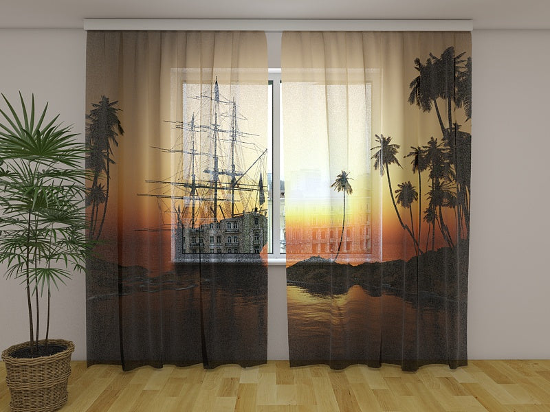 Foto Tende Tramonto sulla Barca a Vela acquistare Foto Tende Tramonto sulla Barca a Vela — Foto