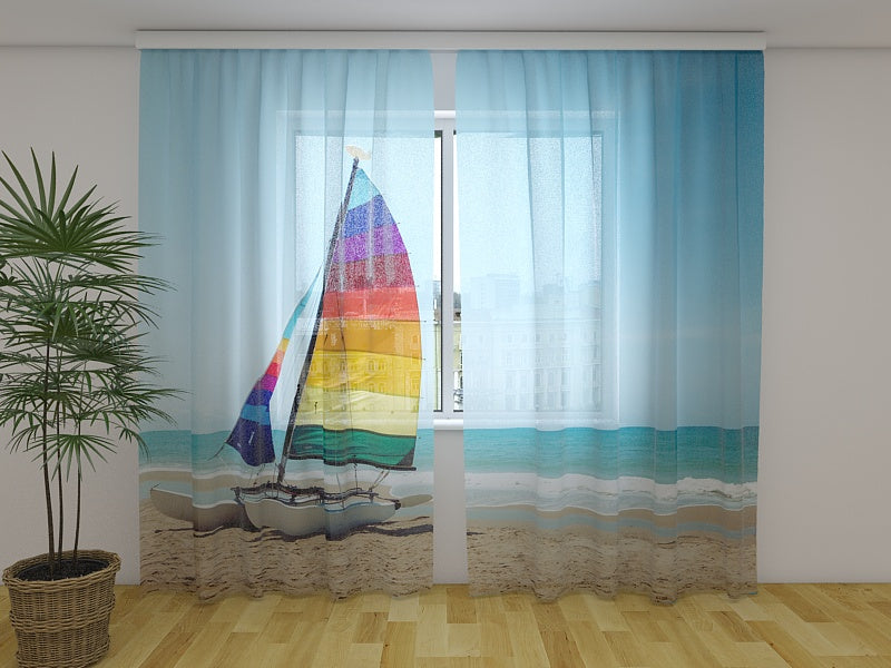 Foto Tende Barca a Vela su Spiaggia Tropicale acquistare Foto Tende Barca a Vela su Spiaggia Tropicale — Foto