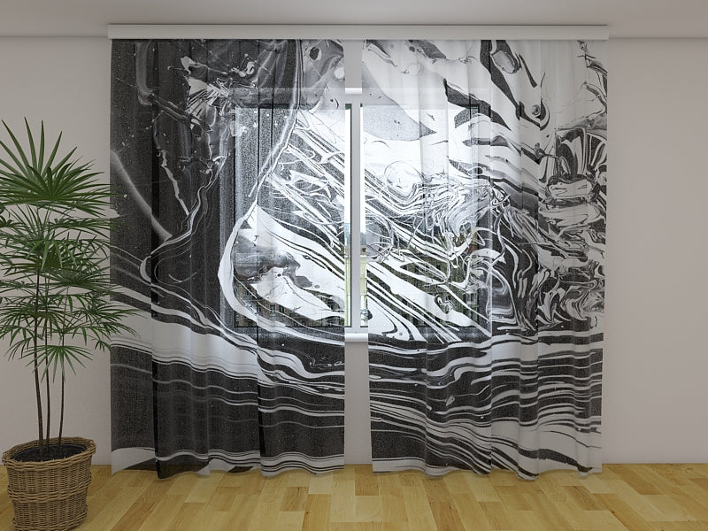 Foto Tende Astrazione Bianco Nera con Velatura acquistare Foto Tende Astrazione Bianco Nera con Velatura — Foto