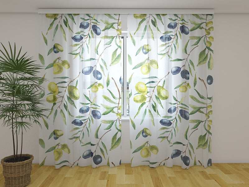 Foto Tende Rami di Ulivo ad Acquerello acquistare Foto Tende Rami di Ulivo ad Acquerello — Foto