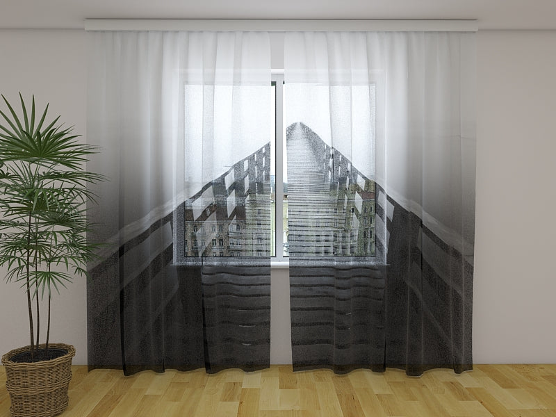 Foto Tende Percorso di Legno in Bianco e Nero acquistare Foto Tende Percorso di Legno in Bianco e Nero — Foto