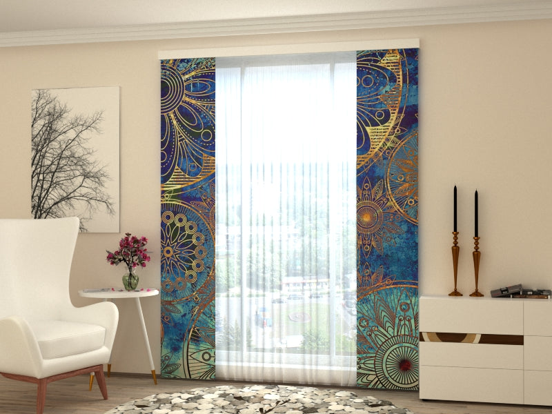 Set di 2 Tende a Pannello Ornamento Dorato acquistare Set di 2 Tende a Pannello Ornamento Dorato — Foto