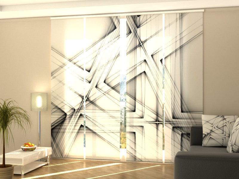 Set di 4 Tende a Pannello Linee Astratte in Bianco e Nero acquistare Set di 4 Tende a Pannello Linee Astratte in Bianco e Nero — Foto