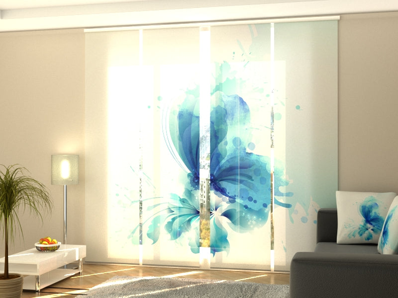 Set di 4 Tende a Pannello Farfalla Astratta sul Fiore Blu acquistare Set di 4 Tende a Pannello Farfalla Astratta sul Fiore Blu — Foto