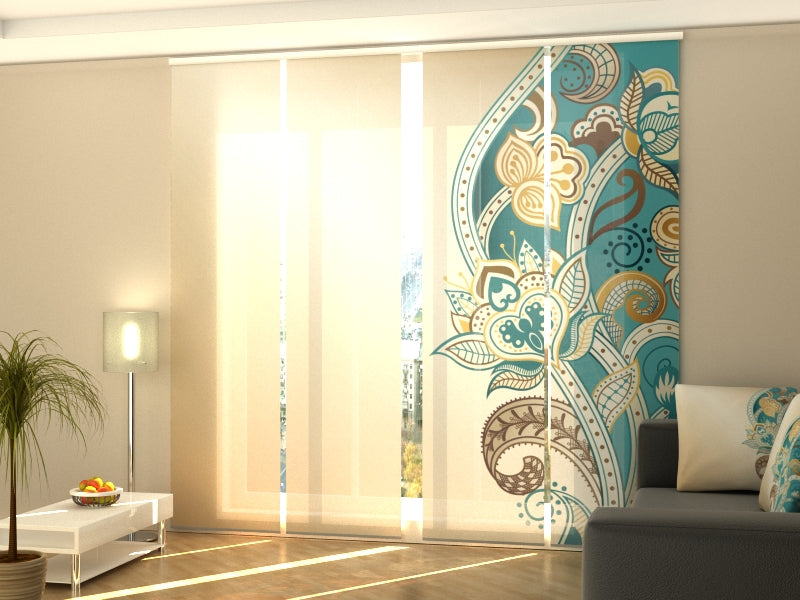 Set di 4 Tende a Pannello Motivo Floreale Astratto acquistare Set di 4 Tende a Pannello Motivo Floreale Astratto — Foto