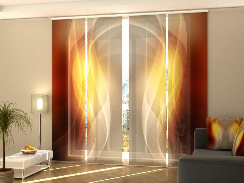 Set di 4 Tende a Pannello Onde Arancioni Astratte acquistare Set di 4 Tende a Pannello Onde Arancioni Astratte — Foto