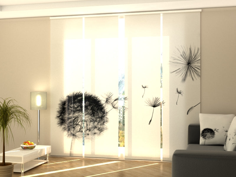 Set di 4 Tende a Pannello Dente di Leone Nero acquistare Set di 4 Tende a Pannello Dente di Leone Nero — Foto