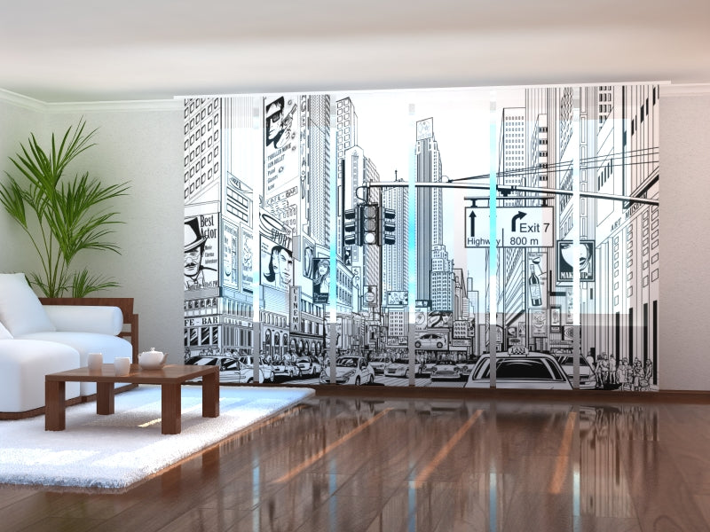 Set di 6 Tende a Pannello Cartoon Street di New York acquistare Set di 6 Tende a Pannello Cartoon Street di New York — Foto