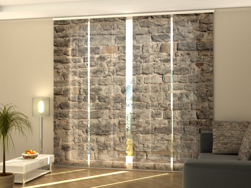 Set di 4 Tende a Pannello Muro di Castello a Mattoni acquistare Set di 4 Tende a Pannello Muro di Castello a Mattoni — Foto