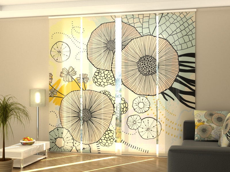 Set di 4 Tende a Pannello Favoloso Fiore Astratto acquistare Set di 4 Tende a Pannello Favoloso Fiore Astratto — Foto