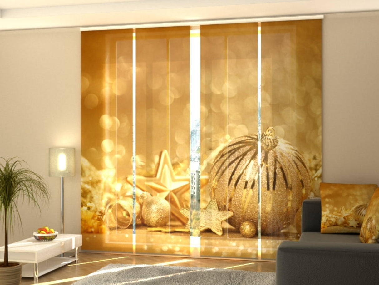 Set di 4 Tende a Pannello Giocattoli di Natale Dorati acquistare Set di 4 Tende a Pannello Giocattoli di Natale Dorati — Foto