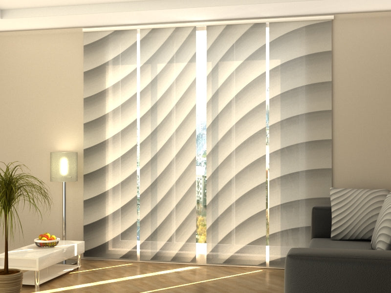 Set di 4 Tende a Pannello Astrazione Grigia Ondulata acquistare Set di 4 Tende a Pannello Astrazione Grigia Ondulata — Foto