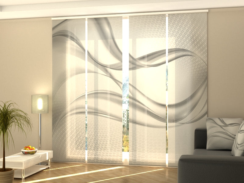 Set di 4 Tende a Pannello Astrazione Grigia Chiara acquistare Set di 4 Tende a Pannello Astrazione Grigia Chiara — Foto