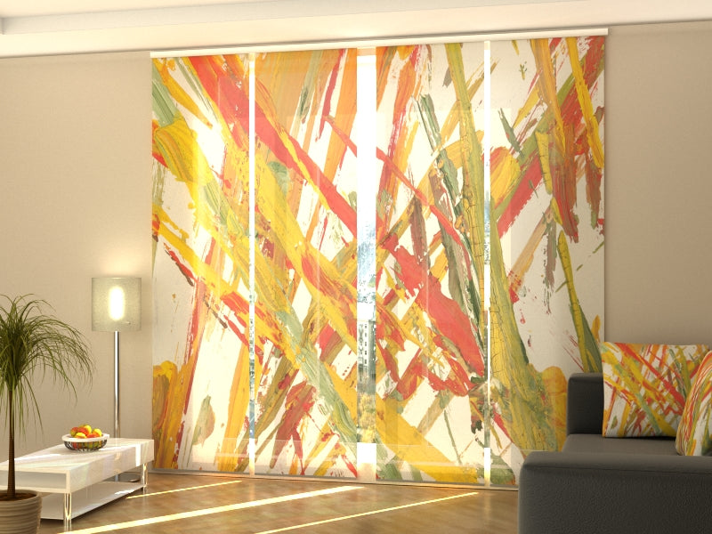 Set di 4 Tende a Pannello Pittura Astratta Arancione Pennellata acquistare Set di 4 Tende a Pannello Pittura Astratta Arancione Pennellata — Foto