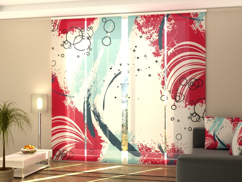 Set di 4 Tende a Pannello Stile Astratto Rosso Blu acquistare Set di 4 Tende a Pannello Stile Astratto Rosso Blu — Foto