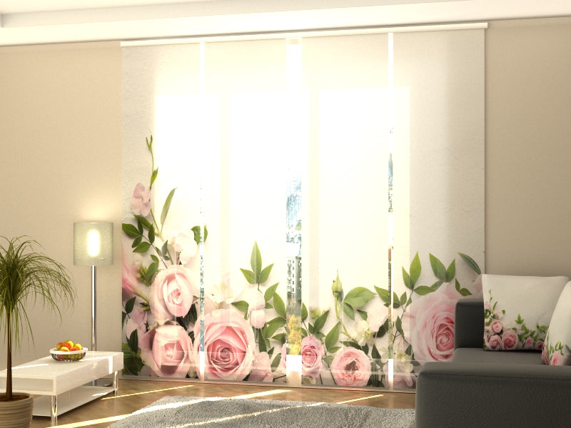 Set di 4 Tende a Pannello Tenerezza delle Rose Rosa acquistare Set di 4 Tende a Pannello Tenerezza delle Rose Rosa — Foto