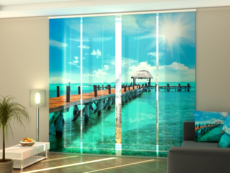 Set di 4 Tende a Pannello Costa Turchese del Messico acquistare Set di 4 Tende a Pannello Costa Turchese del Messico — Foto