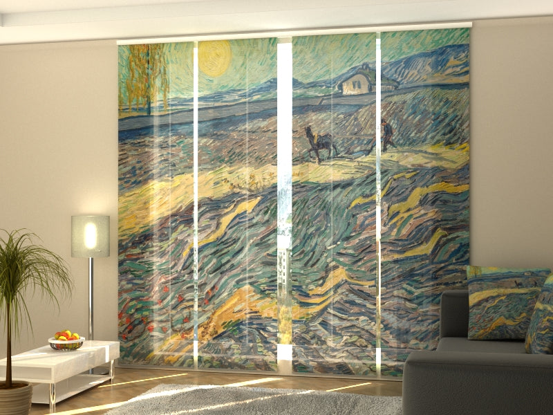 Set di 4 Tende a Pannello Campo con Aratore e Mulino Vincent Van Gogh acquistare Set di 4 Tende a Pannello Campo con Aratore e Mulino Vincent Van Gogh — Foto