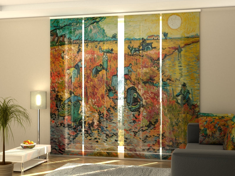 Set di 4 Tende a Pannello La Vigna Rossa Vincent Van Gogh acquistare Set di 4 Tende a Pannello La Vigna Rossa Vincent Van Gogh — Foto