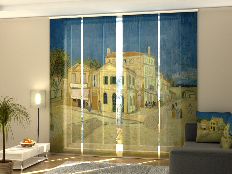 Set di 4 Tende a Pannello La Casa Gialla Vincent Van Gogh acquistare Set di 4 Tende a Pannello La Casa Gialla Vincent Van Gogh — Foto