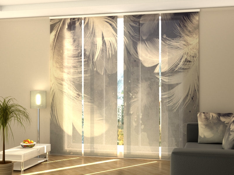 Set di 4 Tende a Pannello Piume Bianche acquistare Set di 4 Tende a Pannello Piume Bianche — Foto