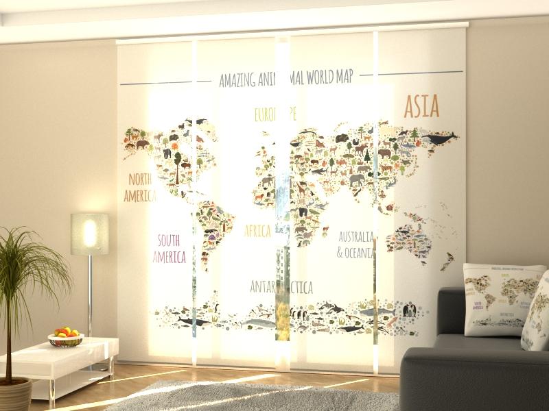 Set di 4 Tende a Pannello Mappa Meravigliosa con Bambini e Animali acquistare Set di 4 Tende a Pannello Mappa Meravigliosa con Bambini e Animali — Foto