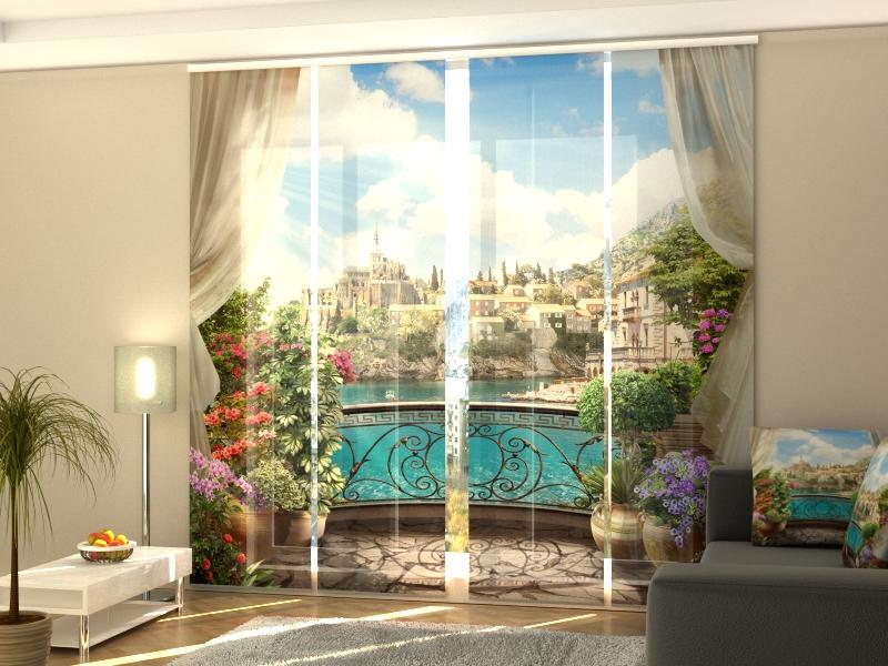 Set di 4 Tende a Pannello Balcone Fiorito acquistare Set di 4 Tende a Pannello Balcone Fiorito — Foto