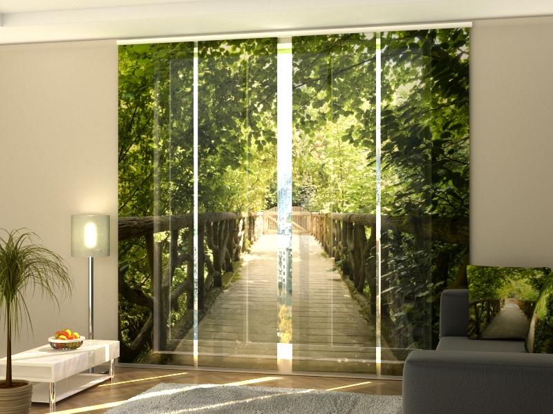 Set di 4 Tende a Pannello Ponte nel Parco acquistare Set di 4 Tende a Pannello Ponte nel Parco — Foto