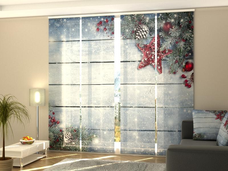 Set di 4 Tende a Pannello Stella Rossa di Natale 3 acquistare Set di 4 Tende a Pannello Stella Rossa di Natale 3 — Foto